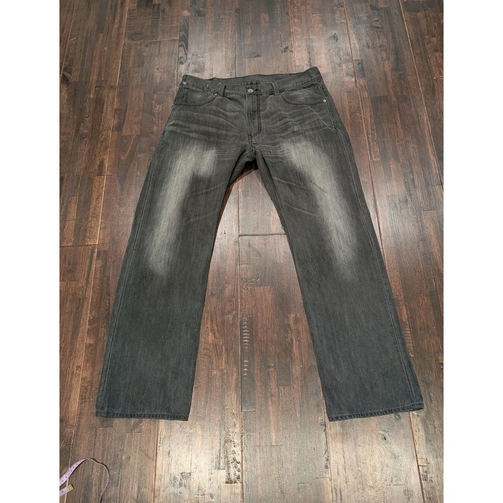 Levi's 514 Jeans Mens 38x32 Gray Slim Straight Leg Flap Pockets Denim Y2K Grunge